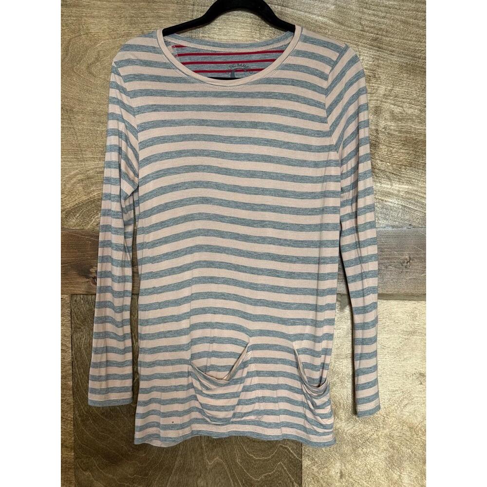Celtic Bamboo Striped Pattern Round Neck Pockets‎ Long Sleeve Top Size Large